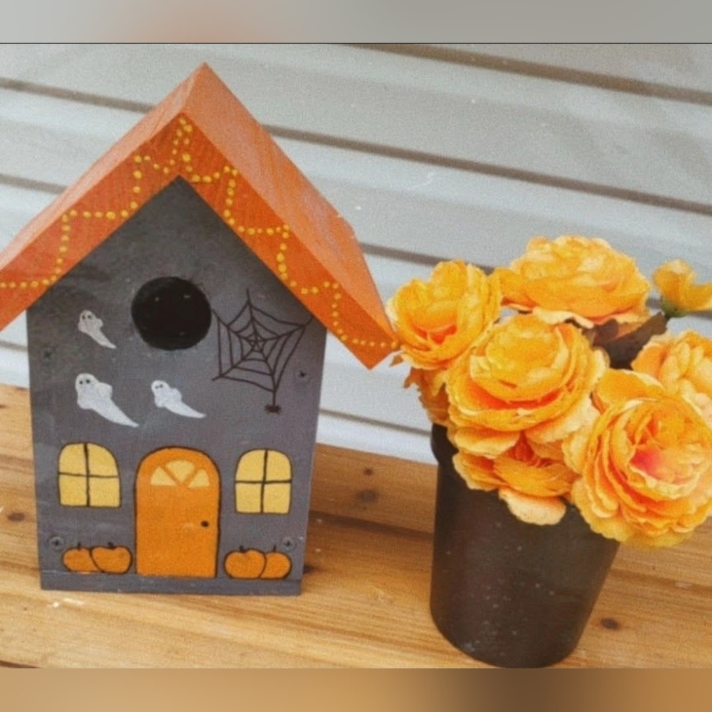 Hand Made And Hand Painted Halloween Birdhouse